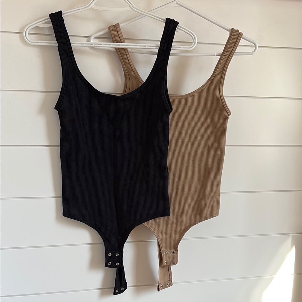 Women’s One Piece Bodysuit - Black and Tan
